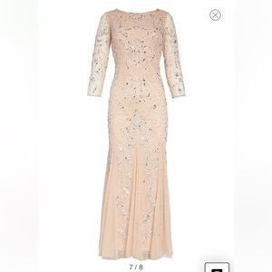 Pisarro Nights Pink and Cream Sequin Embellished Gown